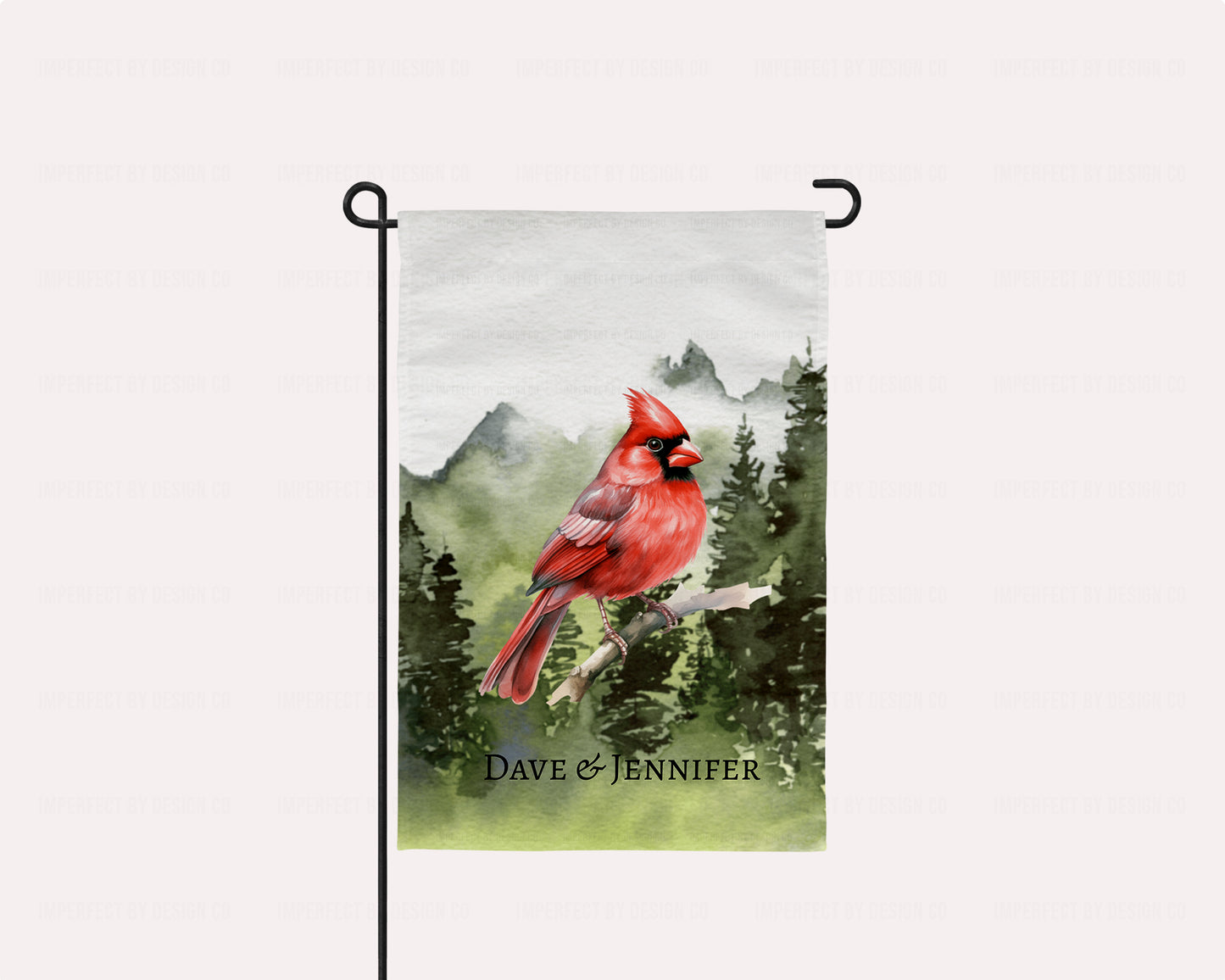 Personalized Northern Cardinal In Forest Scene - Garden Flag