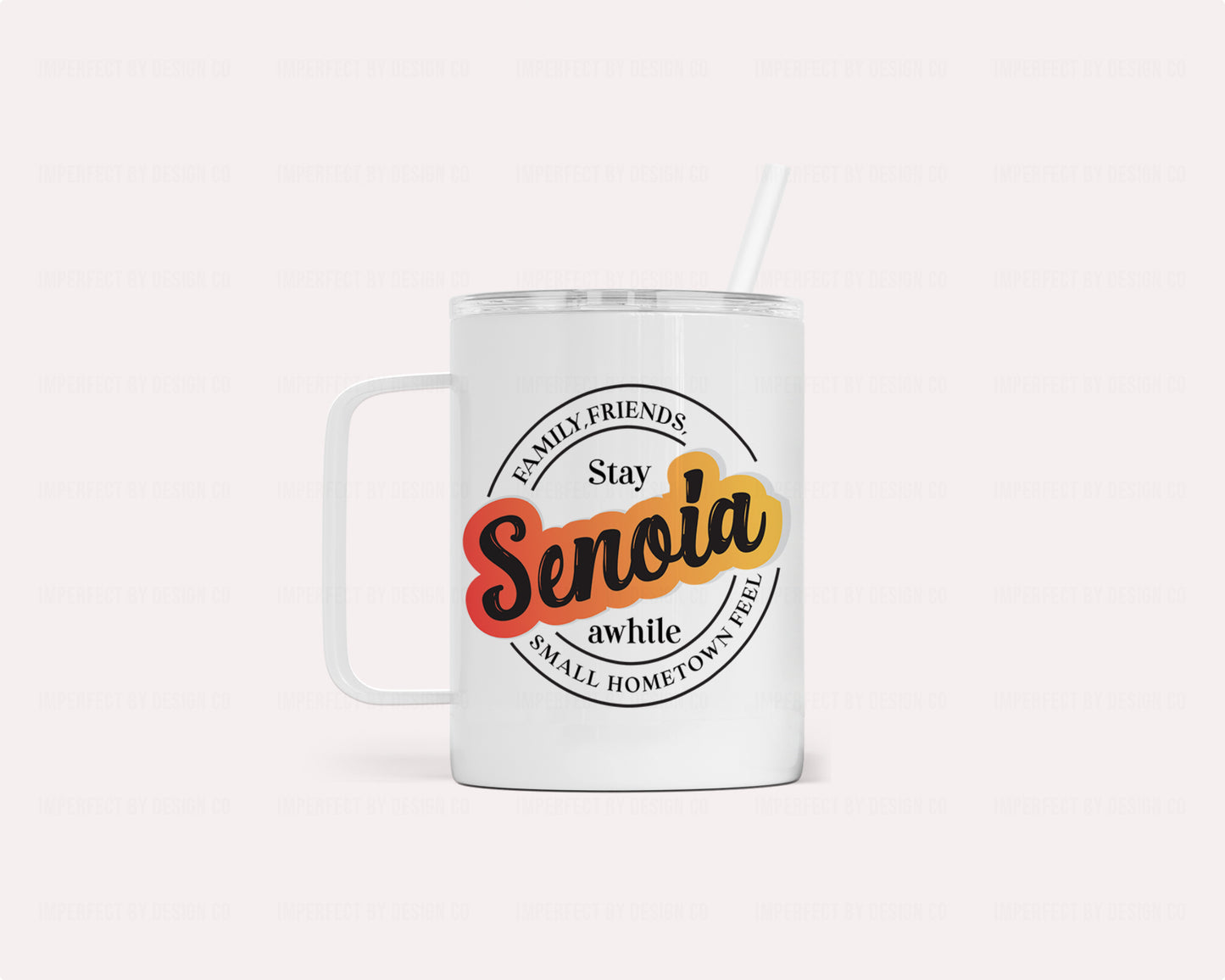 "Stay Awhile" Senoia Camper Mug | 12oz Enamel-Coated Stainless Steel