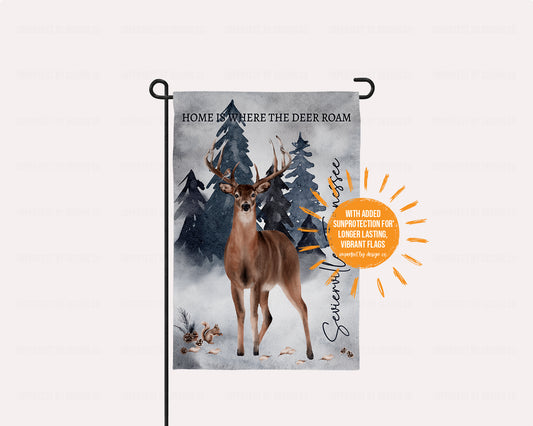 Personalized "Home is Where the Deer Roam" - Garden Flag