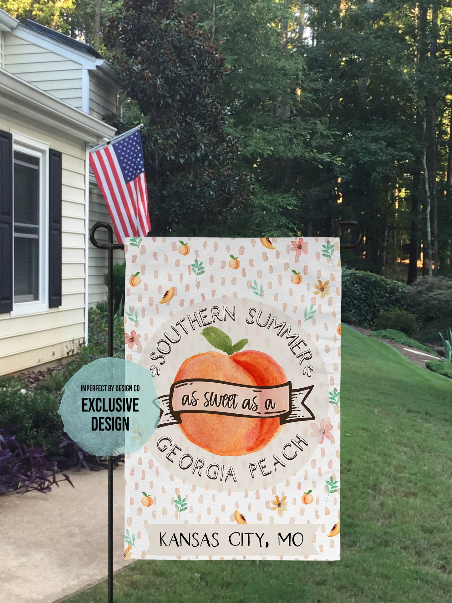 Personalized "Southern Summer as sweet as a Georgia Peach" - Garden Flag