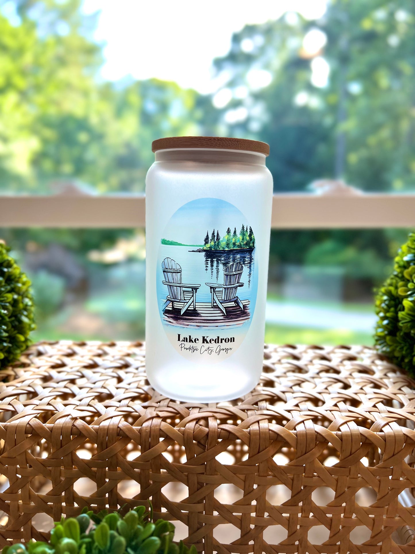 Personalized Frosted Glass Tumbler "The Best Days Are Spent By The Lake"