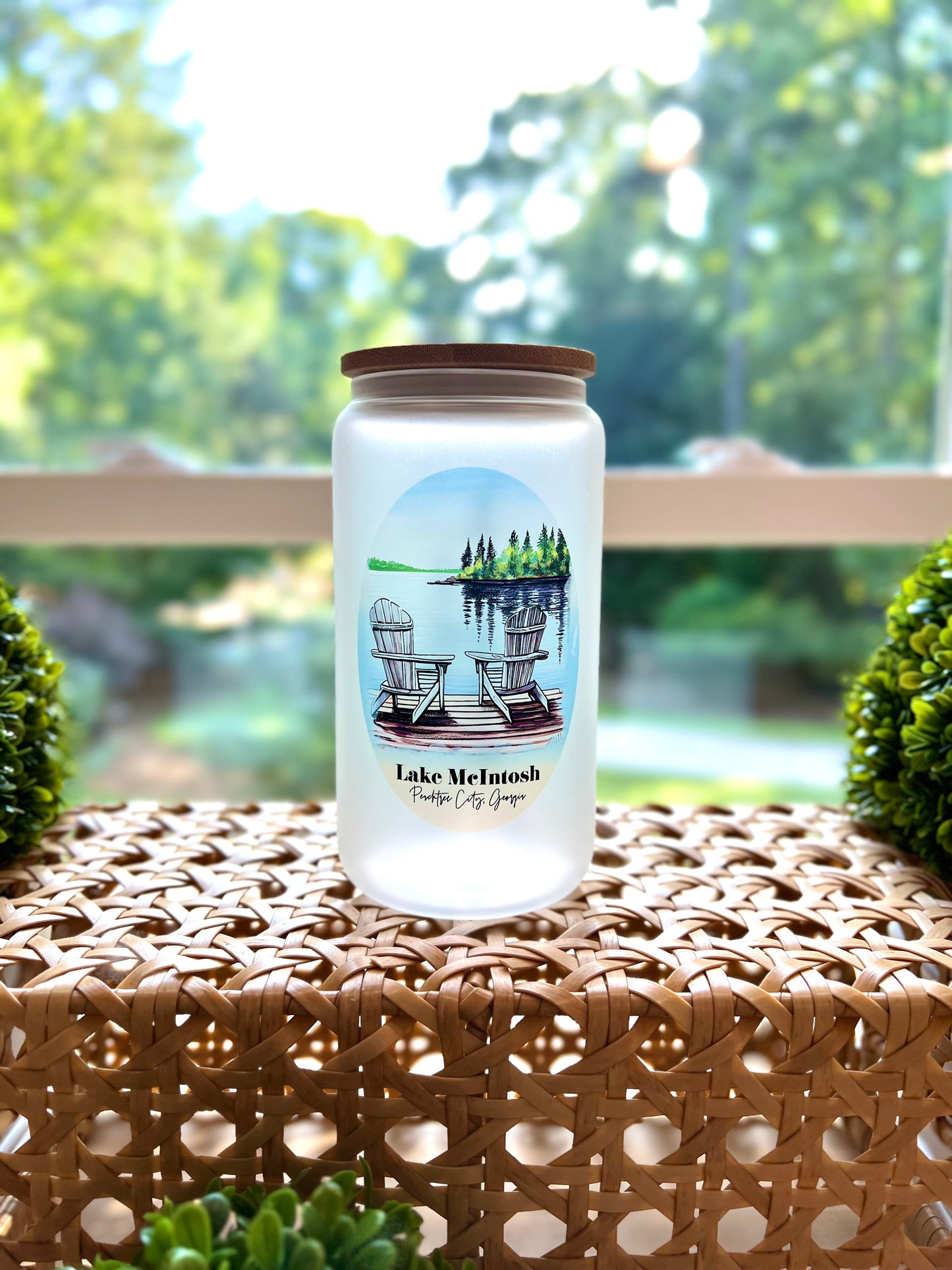 Personalized Frosted Glass Tumbler "The Best Days Are Spent By The Lake"