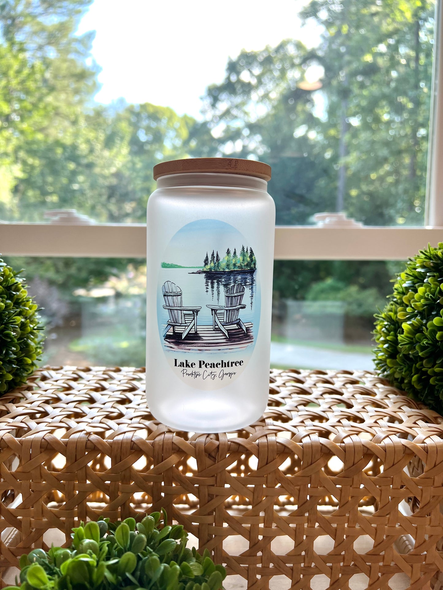 Personalized Frosted Glass Tumbler "The Best Days Are Spent By The Lake"