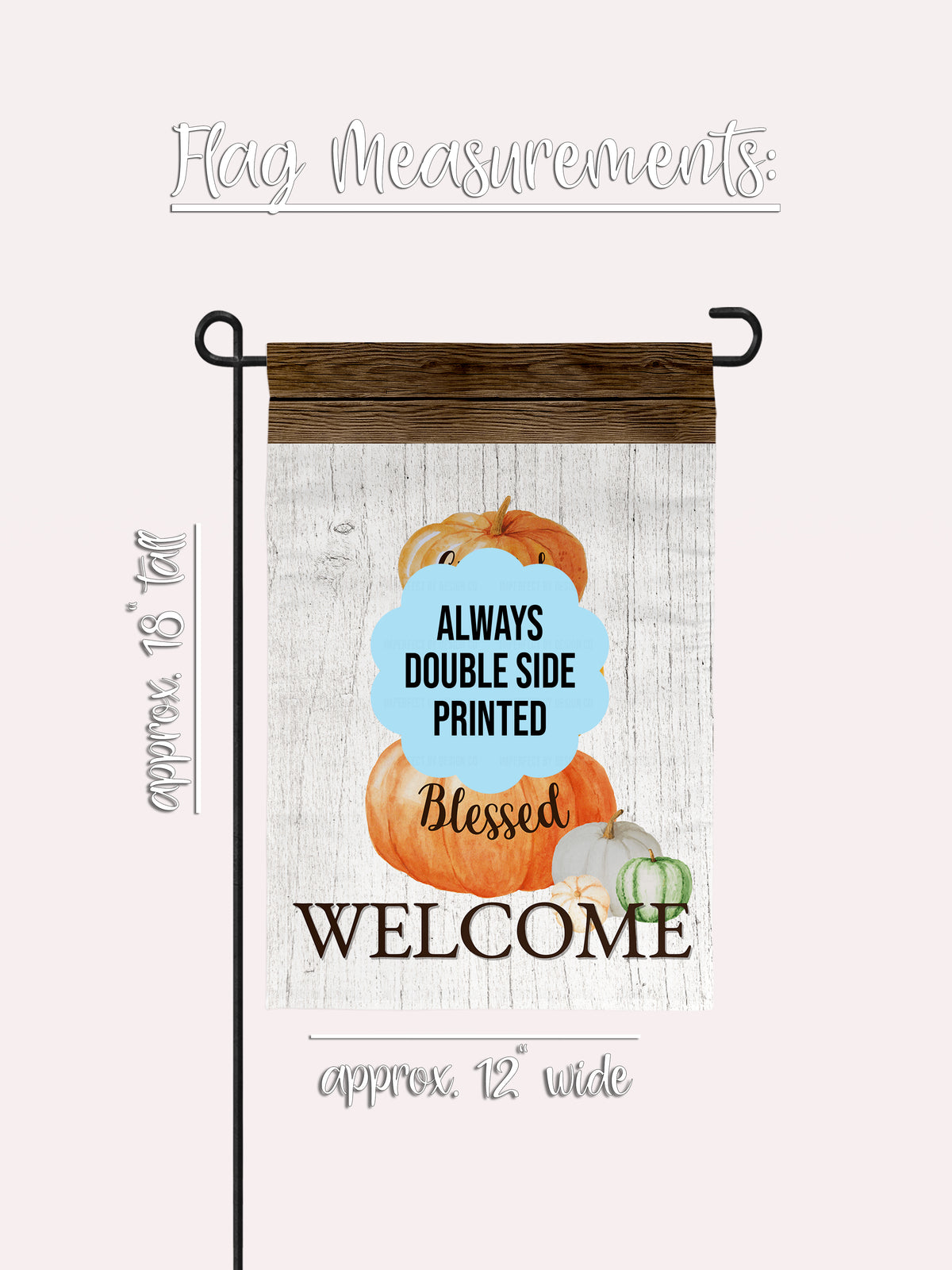 "Welcome Pumpkin Stack - Grateful, Thankful, Blessed" - Garden Flag