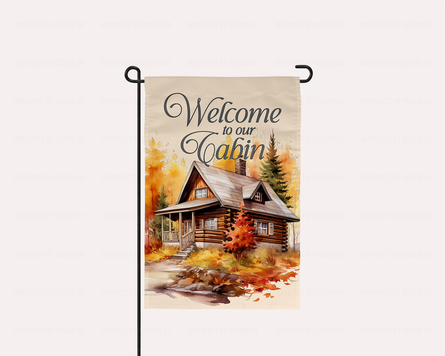 "Welcome to our Cabin" Fall Scene - Garden Flag