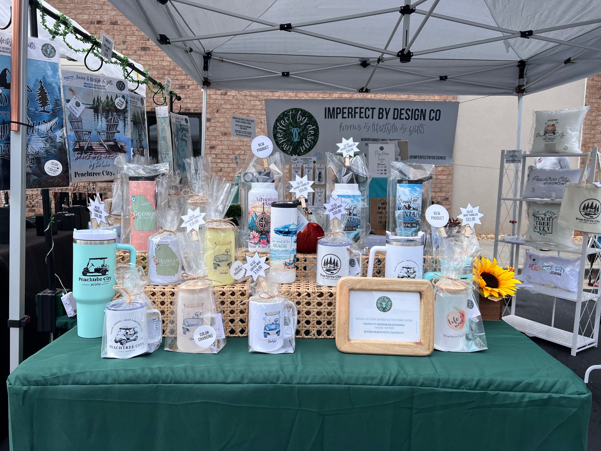imperfect by design co Exclusive Tumblers etc for sale at Line Creek Brewing Co Vendor Market 