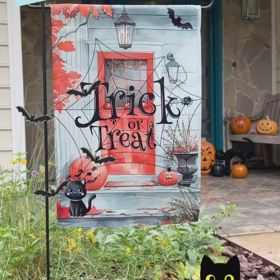 12x18 inch Halloween Garden flag perfect for any Trick or Treat'ing Porch