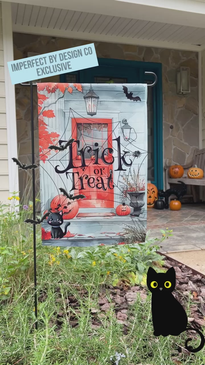 12x18 inch Halloween Garden flag perfect for any Trick or Treat'ing Porch