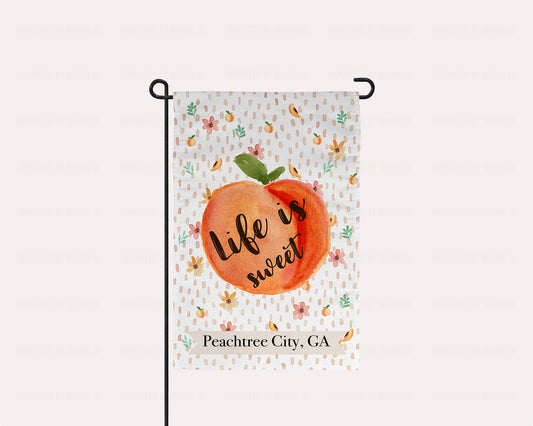 Life is Sweet Garden Flag with Customizable City and State Banner. | imperfect by design co imperfect by design co